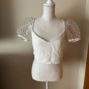 Zara Puffy Short Sleeve Crop Top NWOT